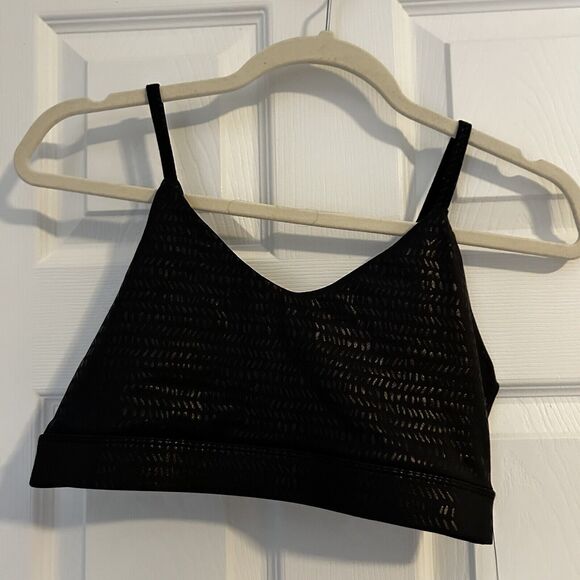 Glyder Sports Bra Black Angelic Pebble Gloss Luxe Activewear Stretch Medium New - Picture 2 of 8